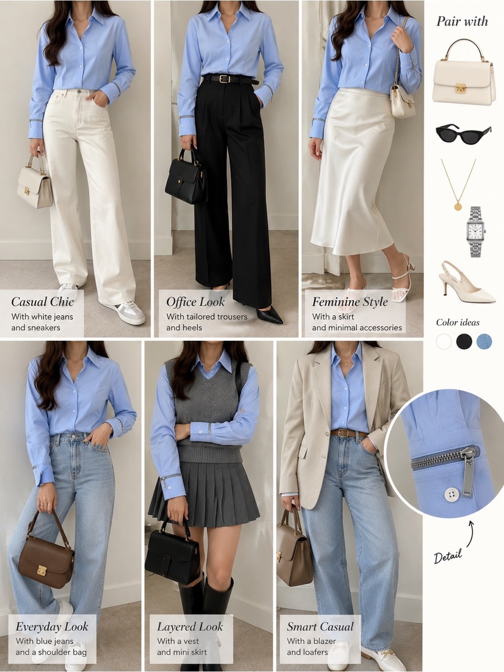Off-White Light Blue Cropped Button-Down Shirt